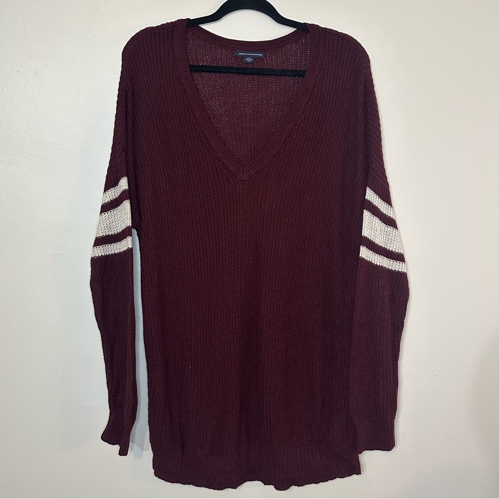 american eagle burgundy vneck sweater!